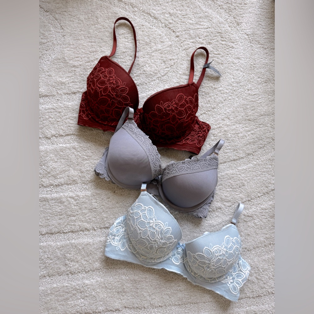 **AERIE 3 BRAS BUNDLE** Cute "Day to Play" Push Up Convertible Bras Size 32C/34B